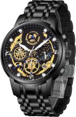 Dubai Edition luxury quartz watch for men – glossy black dial with scratch-resistant finish
