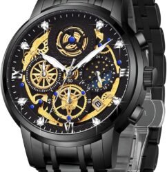 Dubai Edition luxury quartz watch for men – glossy black dial with scratch-resistant finish