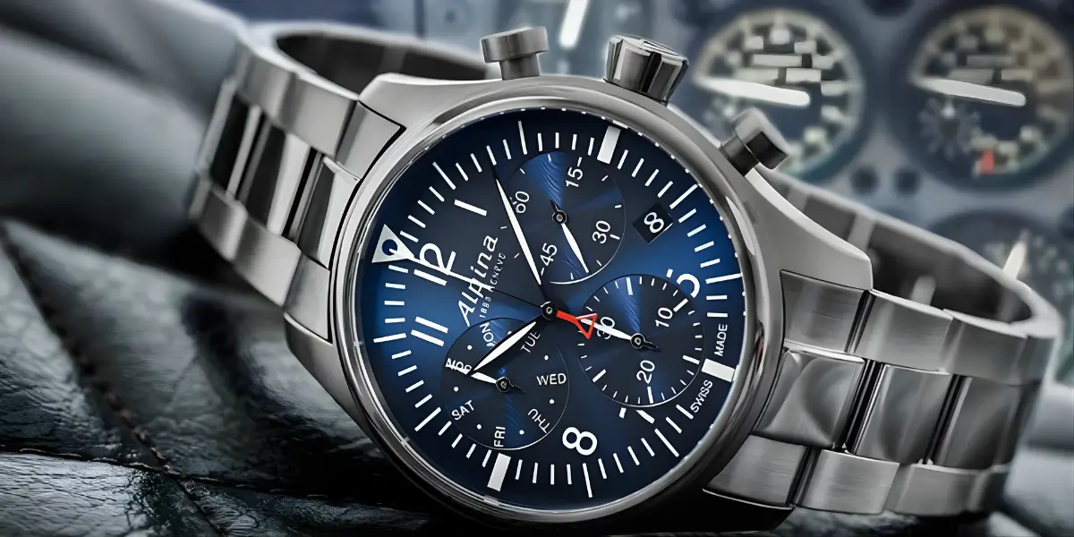 Pilot watch with large dial and high-contrast numerals